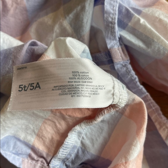 Carter's Multicolor Plaid Button-Down Shirt SZ 5T - Picture 5 of 5